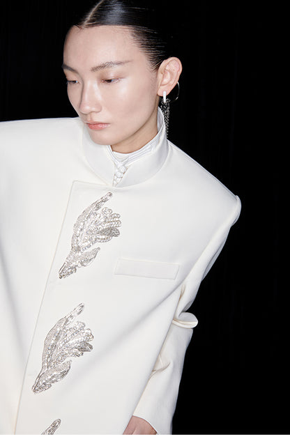 M essential Mackay designer Jiayang twill iris beads new Chinese silhouette suit - about.