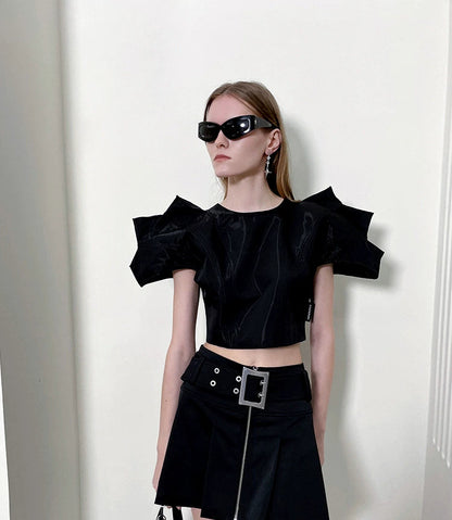 ANNAKIKI 3D Sonic Silhouette Cropped Top - JOSE.