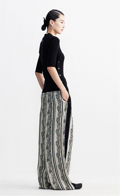 ZHUCHONGYUN black v-neck knitted top-LANGLEY.