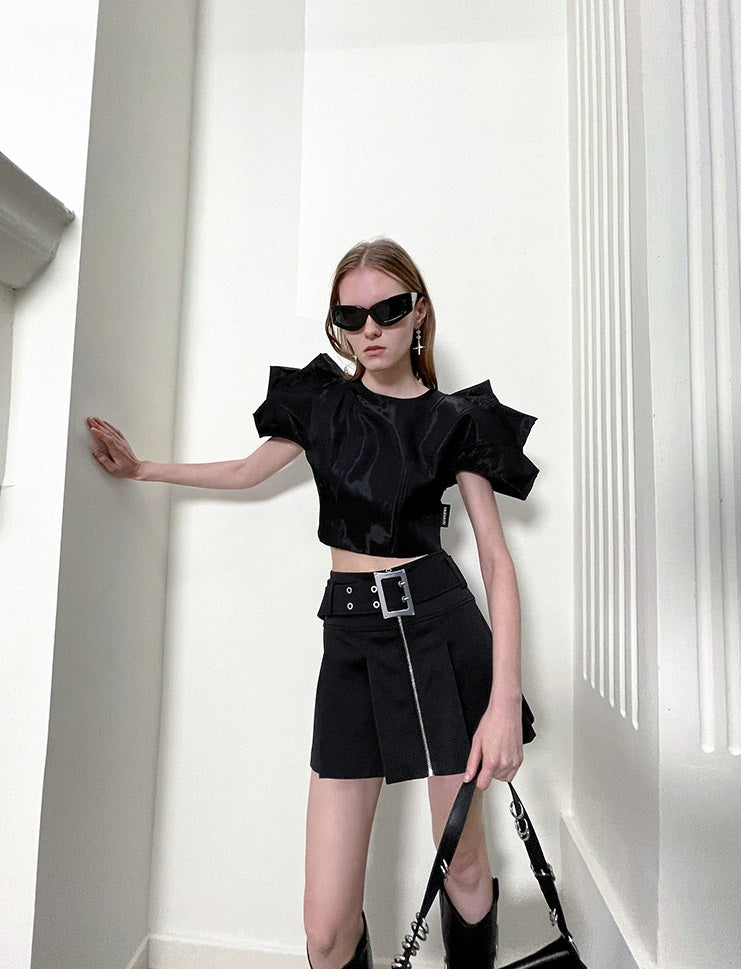 ANNAKIKI 3D Sonic Silhouette Cropped Top - JOSE.