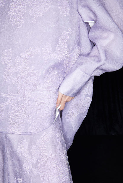 M essential Mackay designer taro jacquard silhouette placket shirt - JESSY.