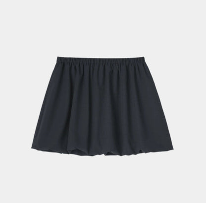 SUSHE three-dimensional flower bud elastic waist short skirt -PEARL