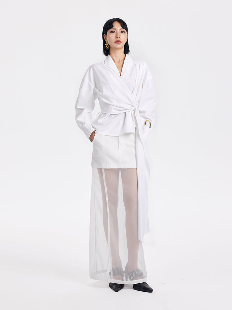 TINY IN mesh spliced two-piece long skirt -TOSHI