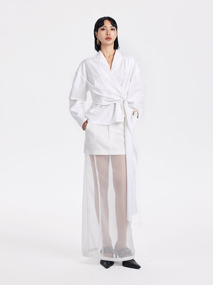 TINY IN mesh spliced two-piece long skirt -TOSHI