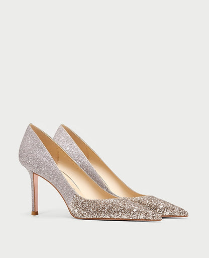 PJJUU glitter shimmering stiletto pumps shoes - ETHAN