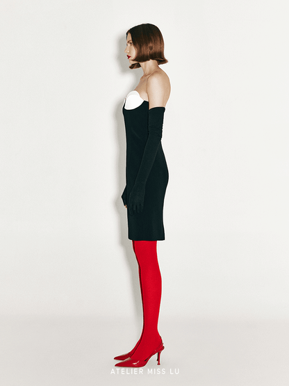 ATELIER MISS LU Abstract Flower Design Slim Fitting Dress - SHANNON.