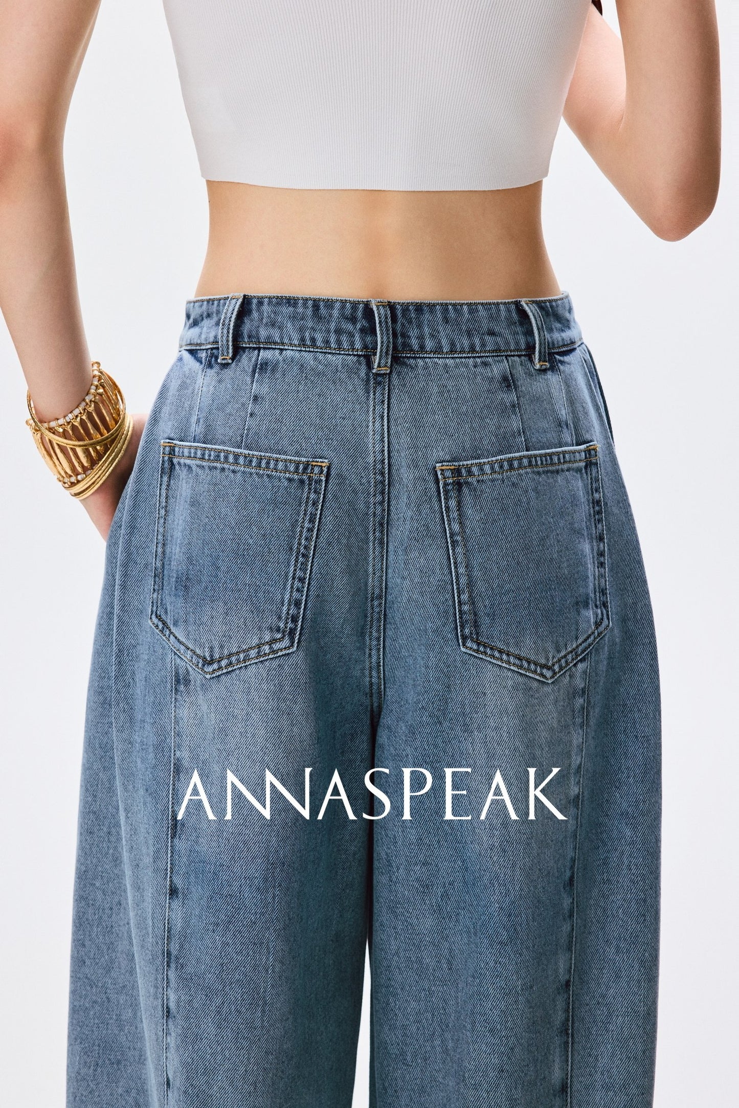 ANNASPEAK fashionable  cotton loose jeans-CHISA.