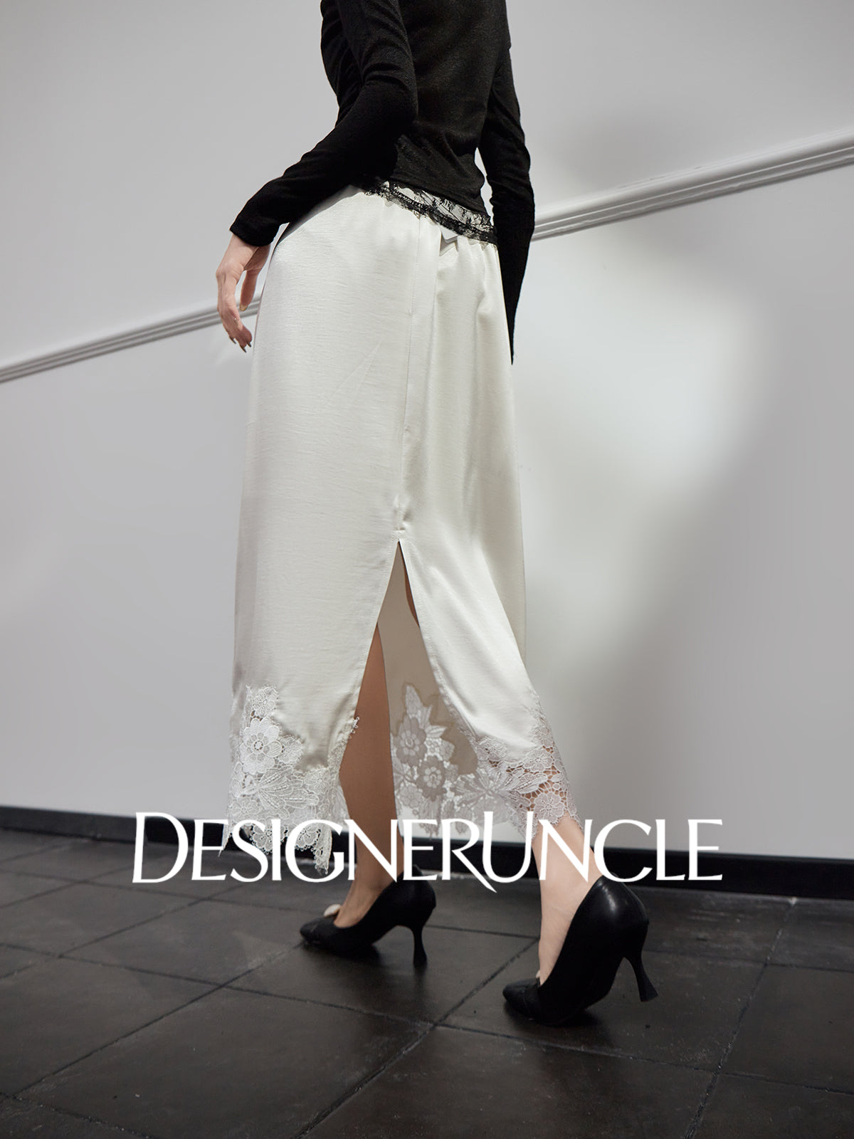 DGU new light luxury lace splicing embroidery niche slimming design elegant temperament - FLOW ?.