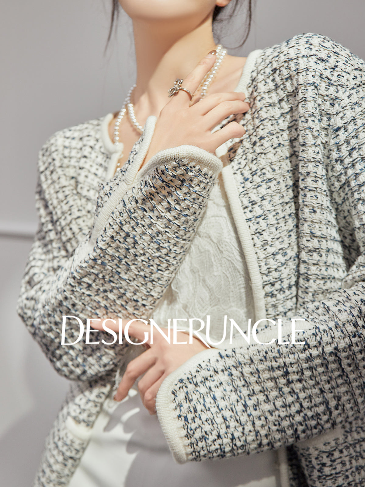 DGU "Sulan" cream cardigan commuting slimming versatile design top - CHARLIE.