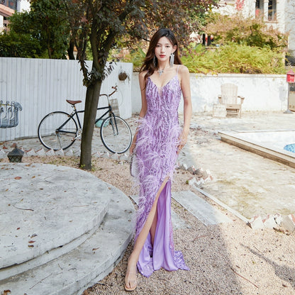 DOLLY Elegant Sleeveless Embroidery High Waist Long Fishtail Cocktail Dress-ZETA