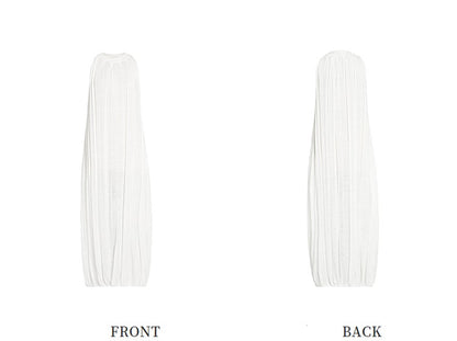 ZHUCHONGYUN white sleeveless gathered neckline balloon hem dress-NID.