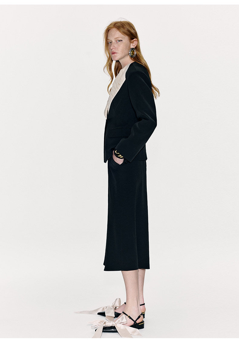 ATELIER MISS LU Spring/Summer Textured Soft Tulle Waist Blazer - DOMINION