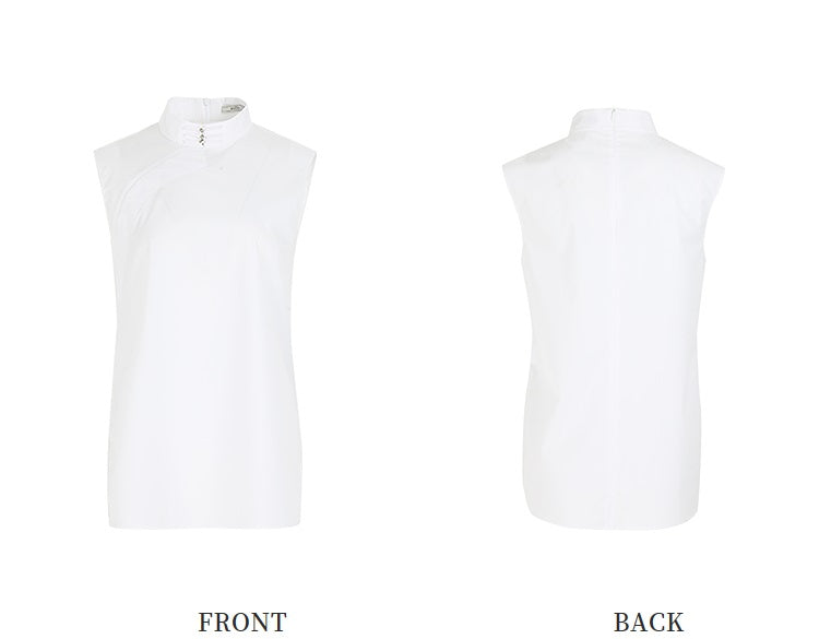 ZHUCHONGYUN White Chinese Buckle Stand Collar Sleeveless Shirt-GINTOKI.