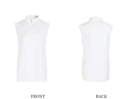 ZHUCHONGYUN White Chinese Buckle Stand Collar Sleeveless Shirt-GINTOKI.
