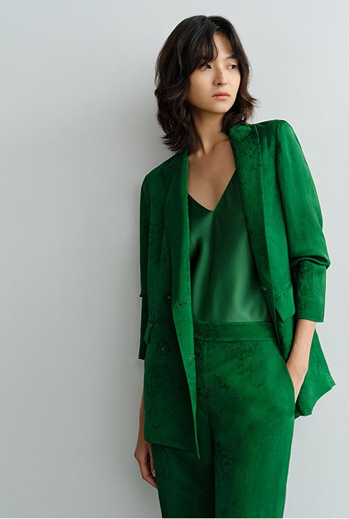 COMME MOI Lv Yan Designer Spring Women's Acetate V-Neck Green Suspenders - CLARA.