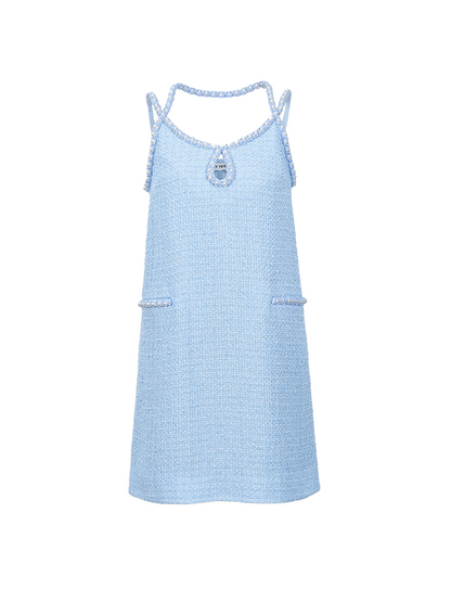 YES BY YESIR | Ye Qians Strap Mini Dress with Small Fragrance Style & Lustrous Embellishment-VALENCIA.