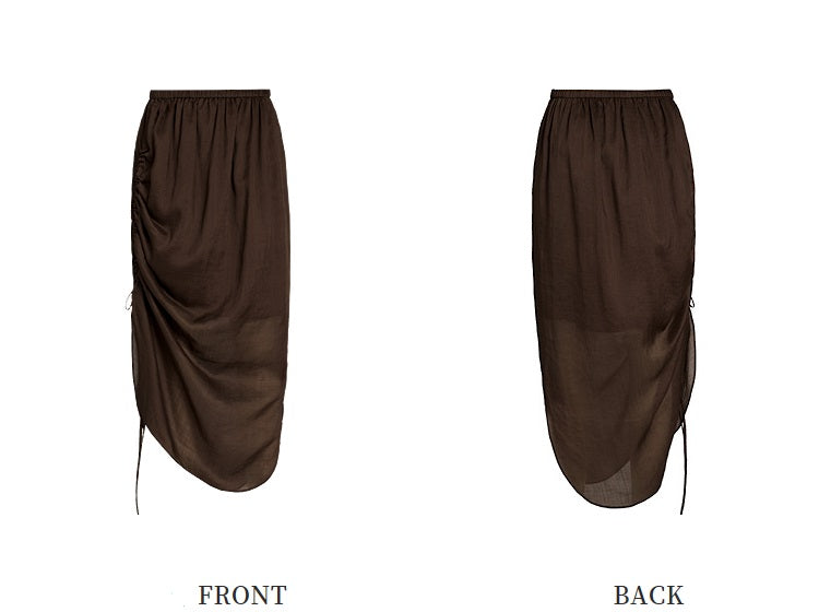 ZHUCHONGYUN ramie transparent and light texture pleated simple long skirt--MARIE.