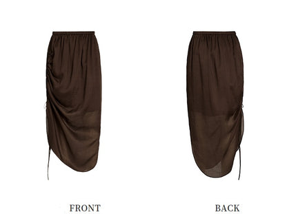 ZHUCHONGYUN ramie transparent and light texture pleated simple long skirt--MARIE.