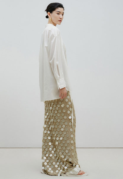 ZHUCHONGYUN handmade sequential embroidery long knitted skirt-ICHIGO.