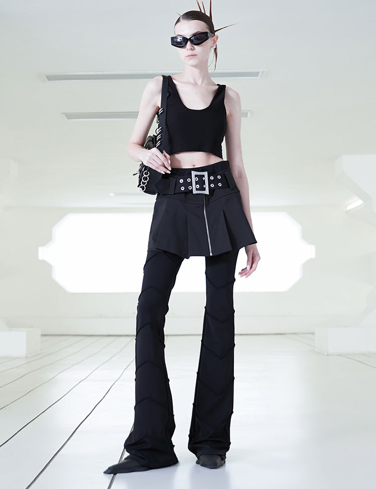 ANNAKIKI  low-waisted Japanese button fractal pleated short skirt-NIDIA.