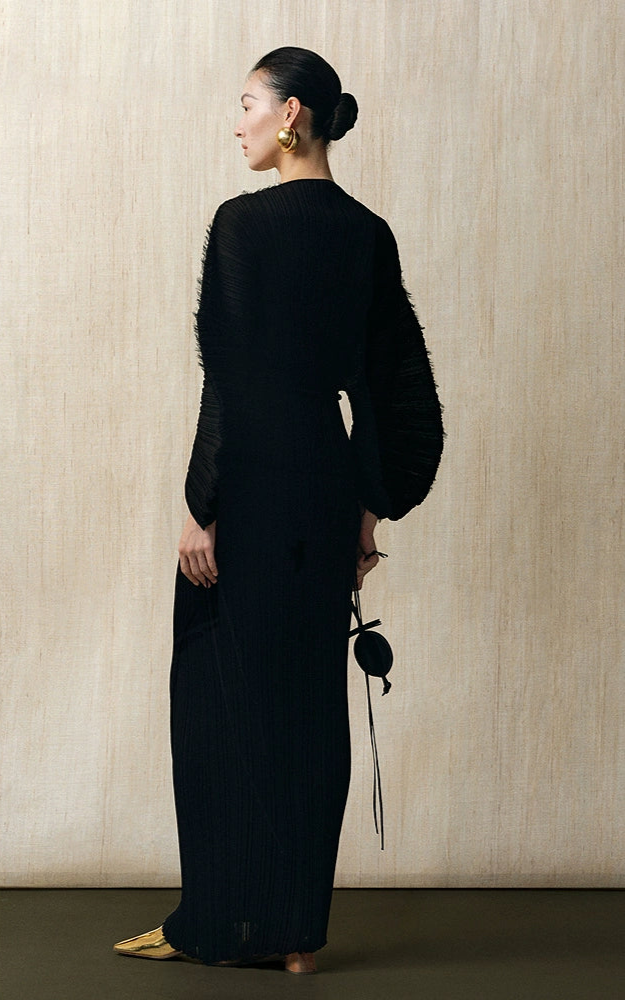 ZHUCHONGYUN black textured top and skirt outfit set with a belted waist-BRANDO.