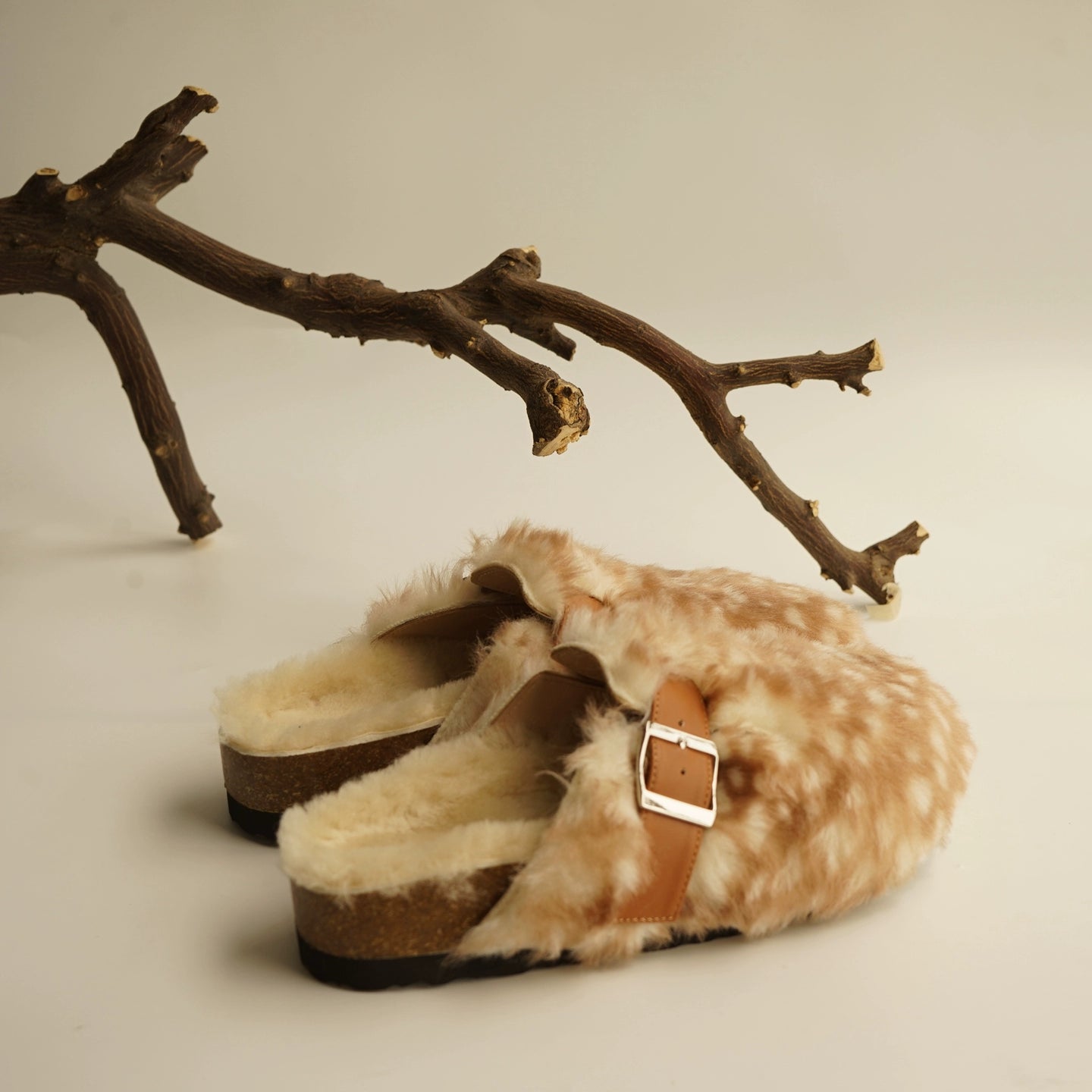 B-FEI fur handmade flat half flip-flops-YUJI.