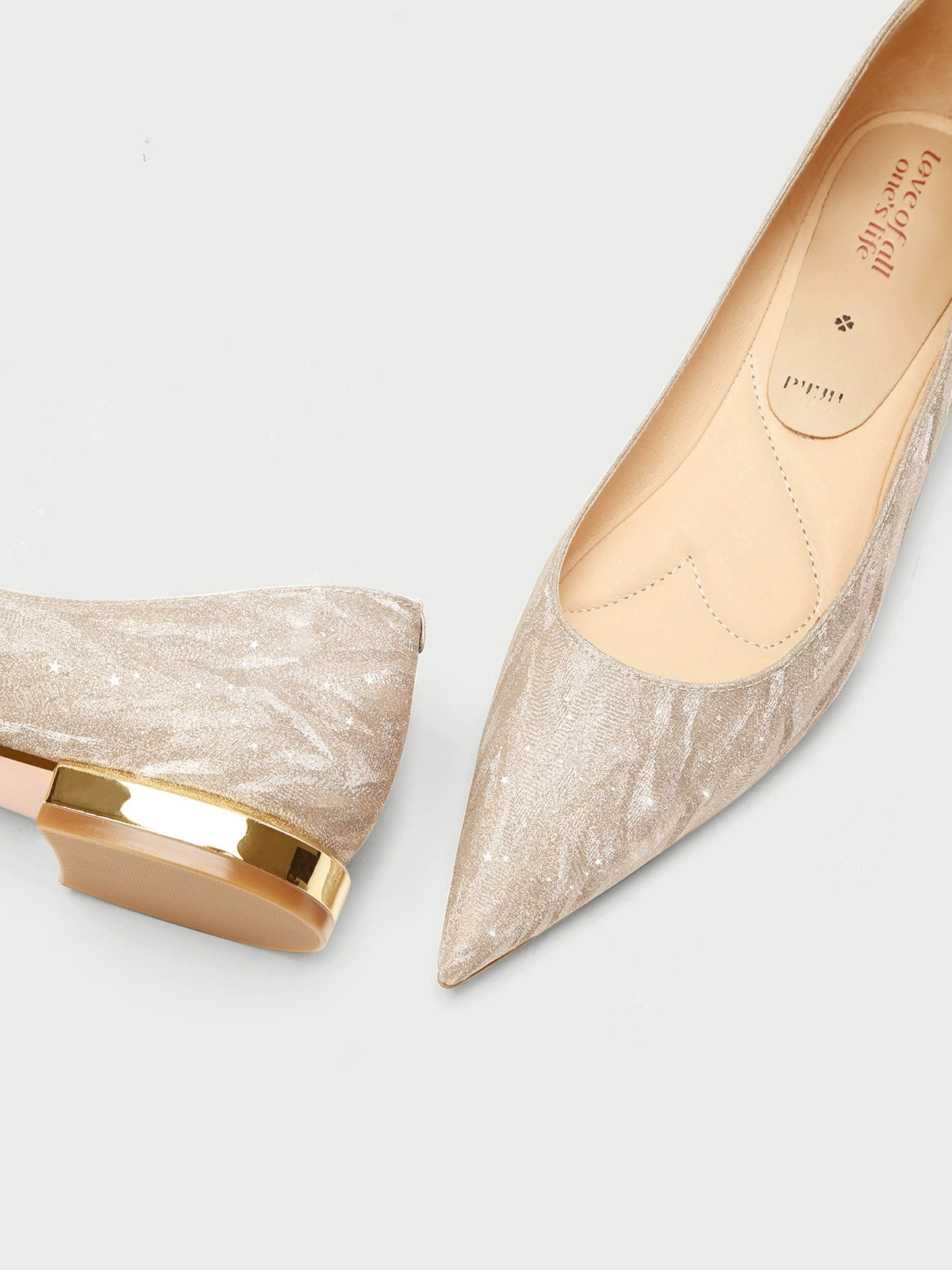 PJJUU French pointed toe champagne flat shoes - AGEDE.