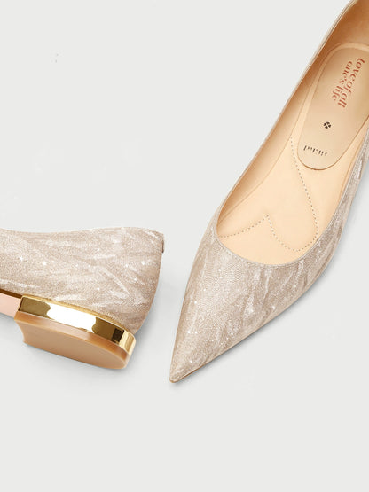 PJJUU French pointed toe champagne flat shoes - AGEDE.