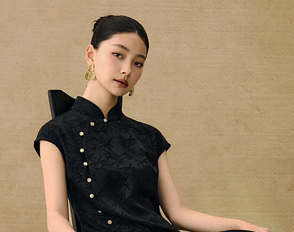 HECO Chinese Modified Diagonal Stand-up Collar Cheongsam ress- OWEN.