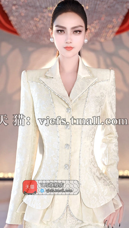 VJE Suit Flared Pants Two-Piece Suit set-KHASI.