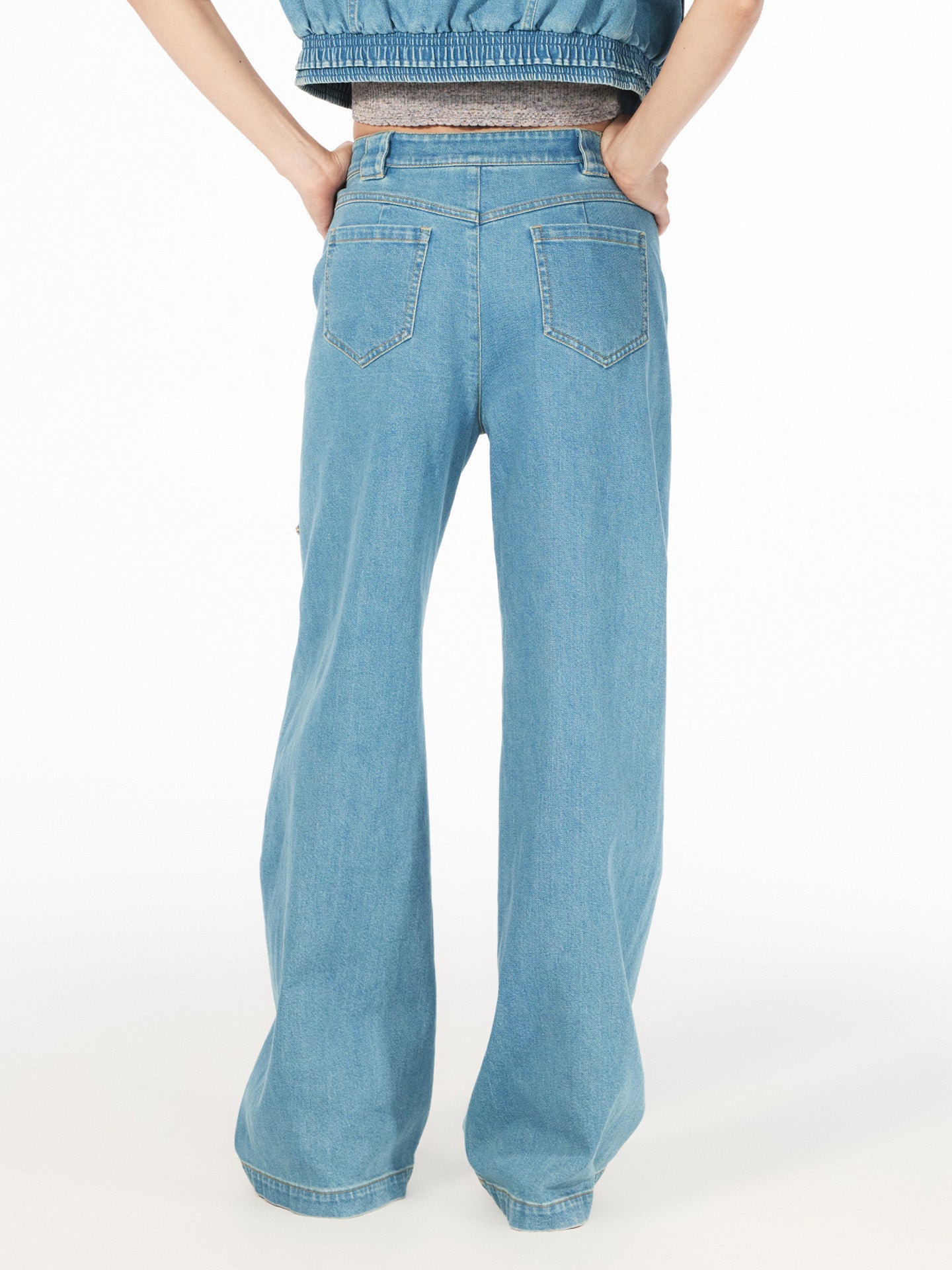 FAME Flower Beaded Patchwork Lace Denim Casual Pants - ANGEL