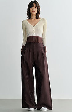 COMME MOI Lv Yan designer summer V-neck gradient pit strip knit cardigan - IAN.