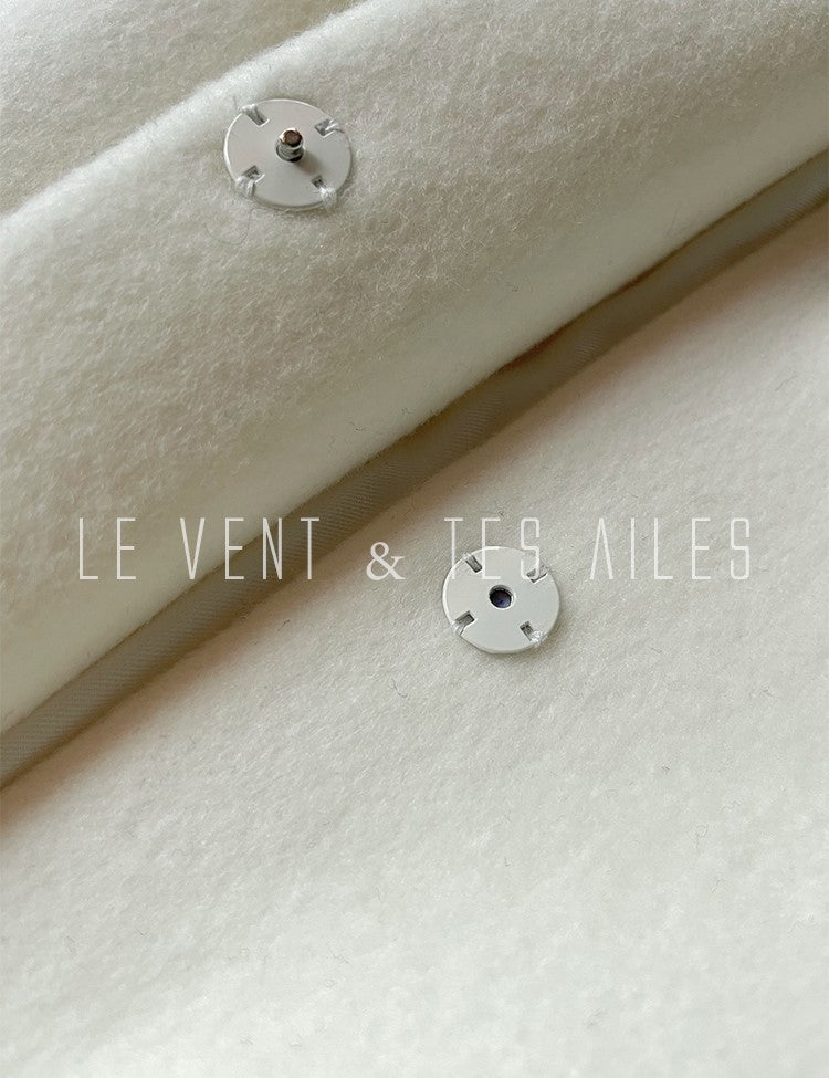 LE VENT&TES AILES Classic Stone button Wool Tweed Jacket Coat -INES