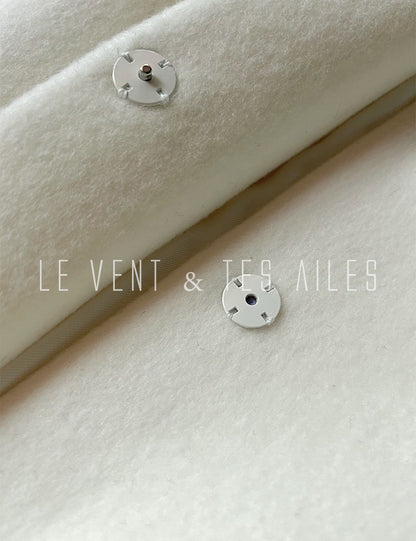 LE VENT&TES AILES Classic Stone button Wool Tweed Jacket Coat -INES