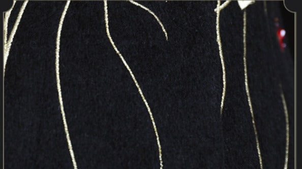 Magic coat retro dark heavy industry embroidery wool slim-fitting aura coat- rooli