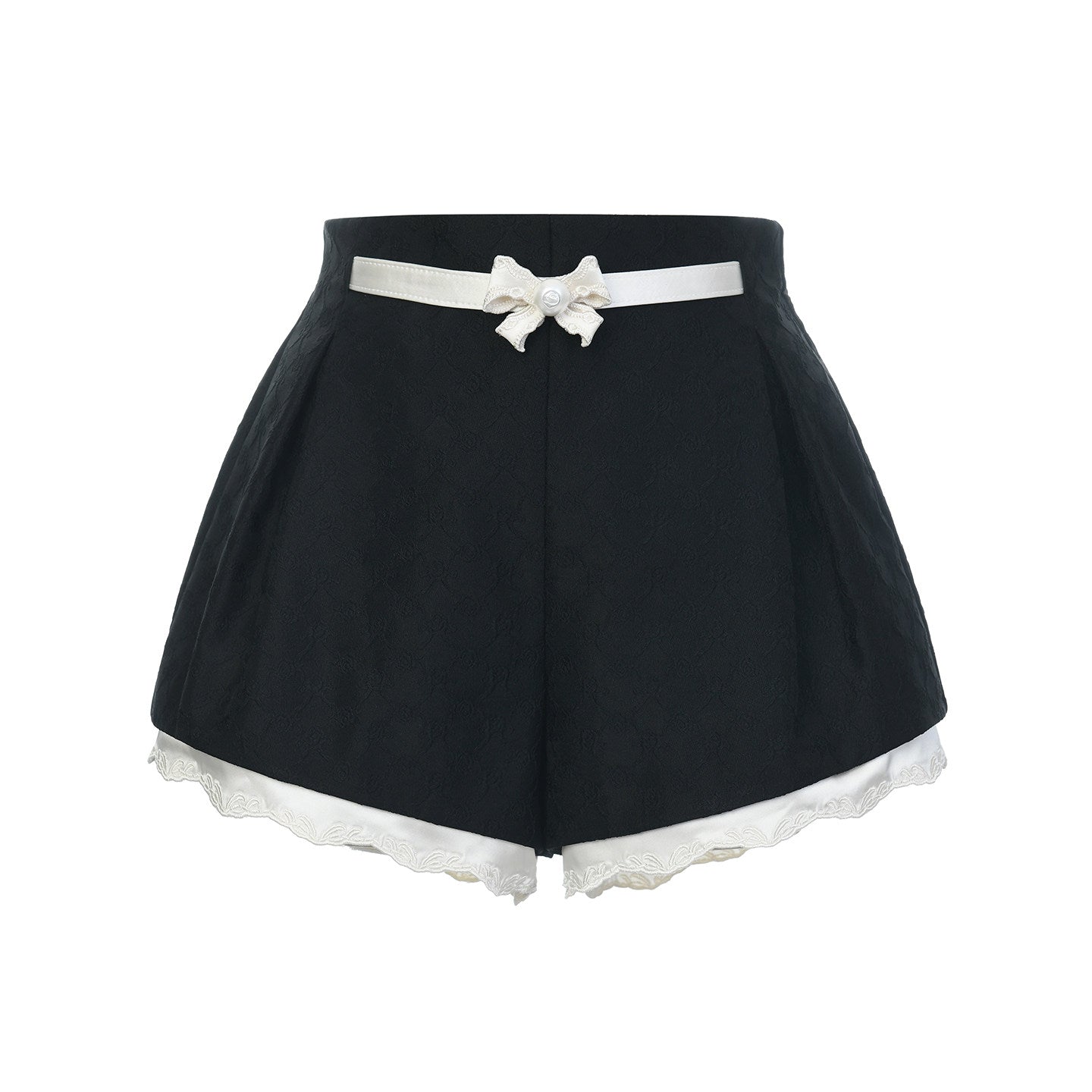 FAME contrast embroidered trim jacquard shorts - VIOLET
