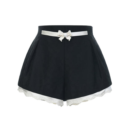 FAME contrast embroidered trim jacquard shorts - VIOLET