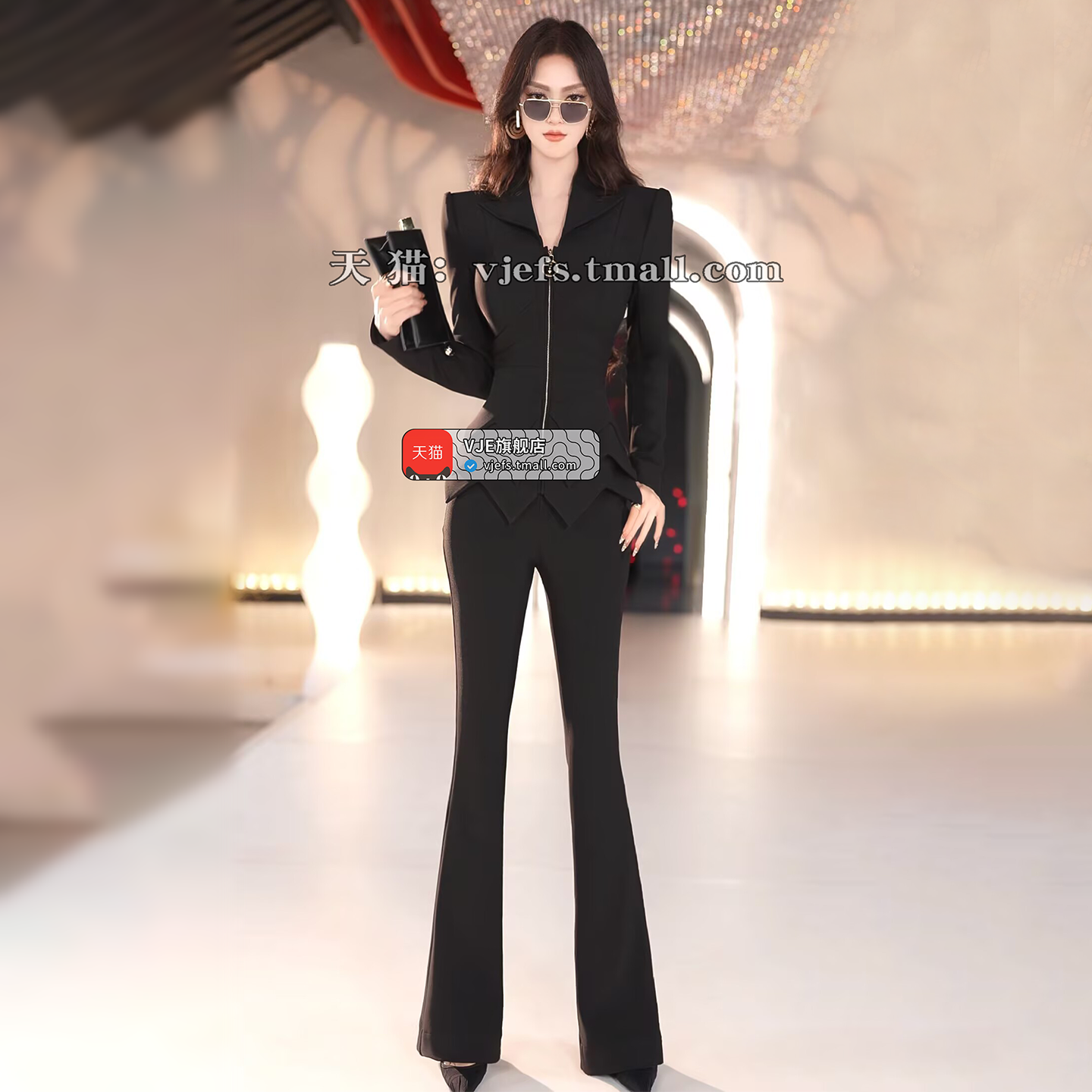 VJE  Slim Jacket High-waisted Two-Piece Set - MIC.