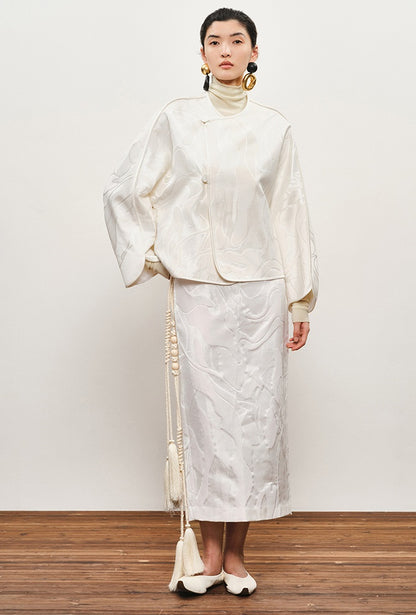 ZHUCHONGYUN Jacquard Crew Neck Loose Straight Jacket-MANCY.