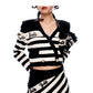 FAME Black and White Striped Beaded Big Bow Barbie Streamer Coat jacket - Tuggi