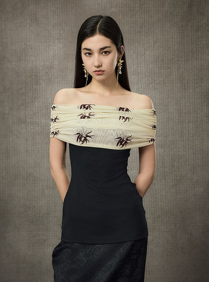 HECO Summer Sleeveless Ruched Bardot Top - LEARN.