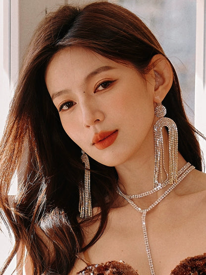 DOLLY Luxury Gold Diamond Chic Tassel Earring-FANNIE