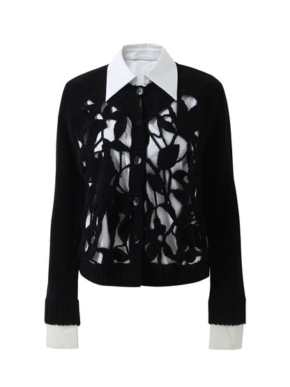 ZHUCHONGYUN  contrasting cut-out knit top--YOSHIDA.