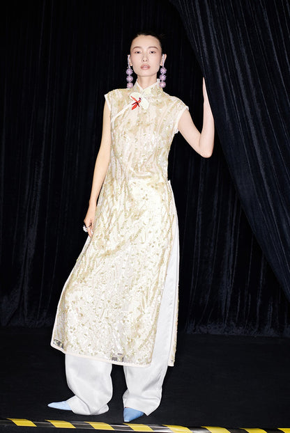 M essential Ma Kai designer brand Jinghui embroidered cheongsam long Dress - SANDRA.