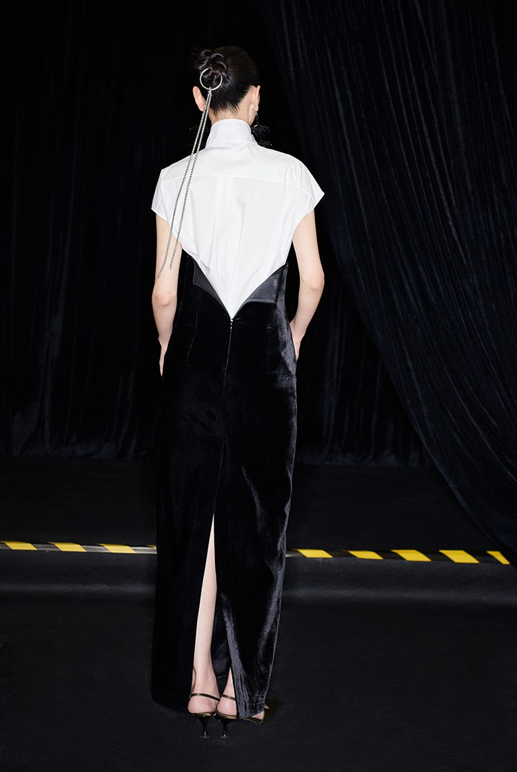 M essential Mackay designer bloom white dense cotton sleeveless stand-up collar shirt - NEON.