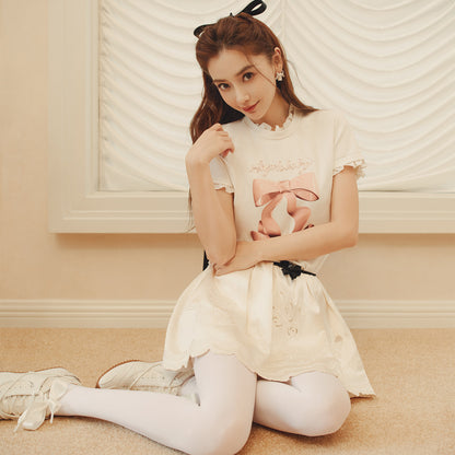 FAME bow short-sleeved T-shirt- VALERIE