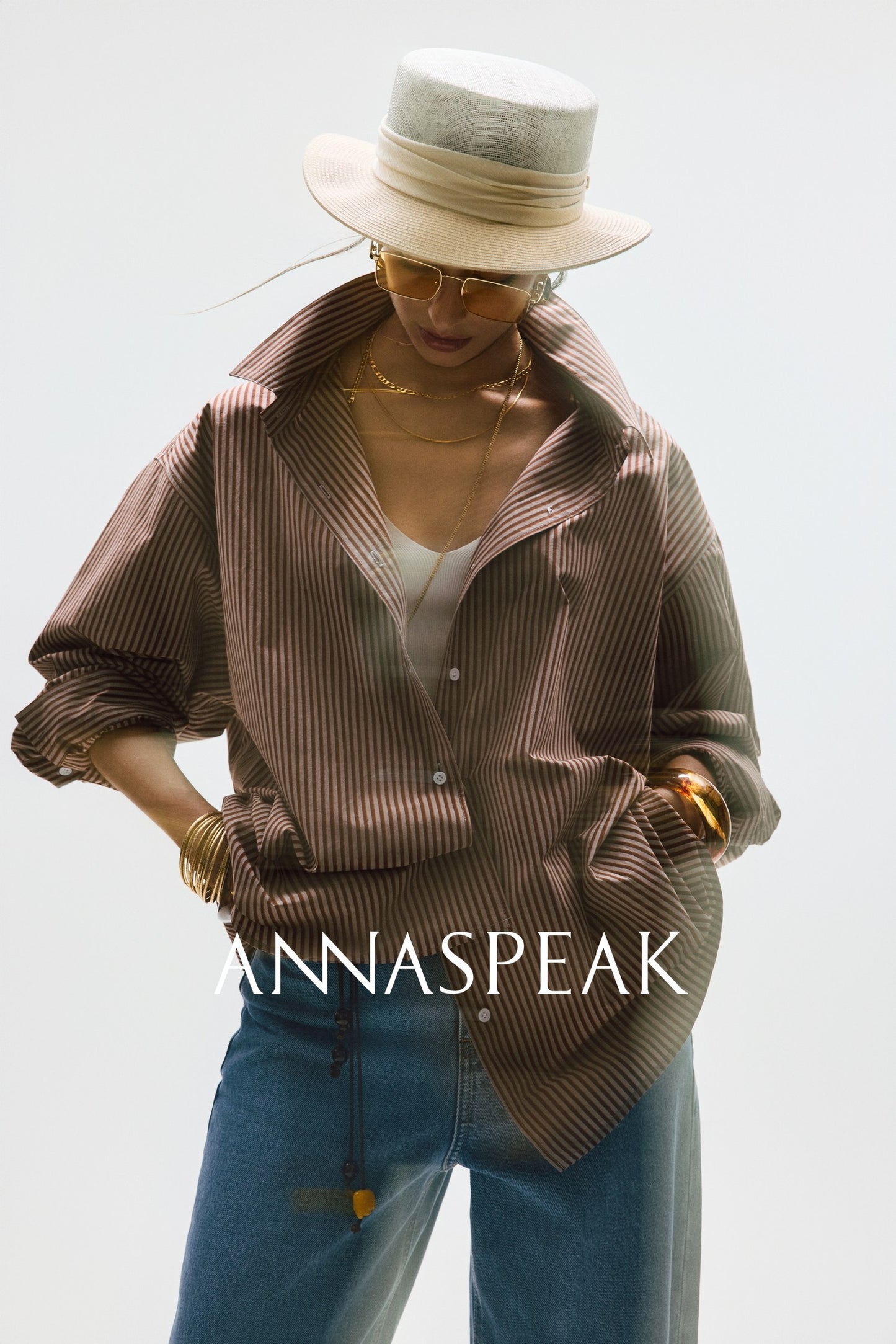 ANNASPEAK multi-wear French side buckle long staple cotton  style shirt-MYSTIC.