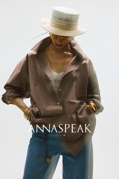 ANNASPEAK multi-wear French side buckle long staple cotton  style shirt-MYSTIC.