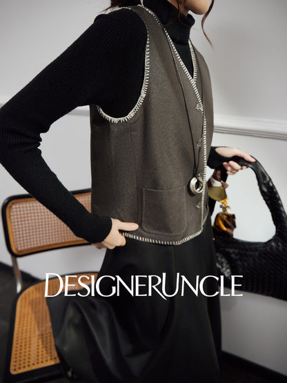 DGU|Leather Vest Light Luxury Commuting Loose and Versatile Design Shoulder Top - Stephan.