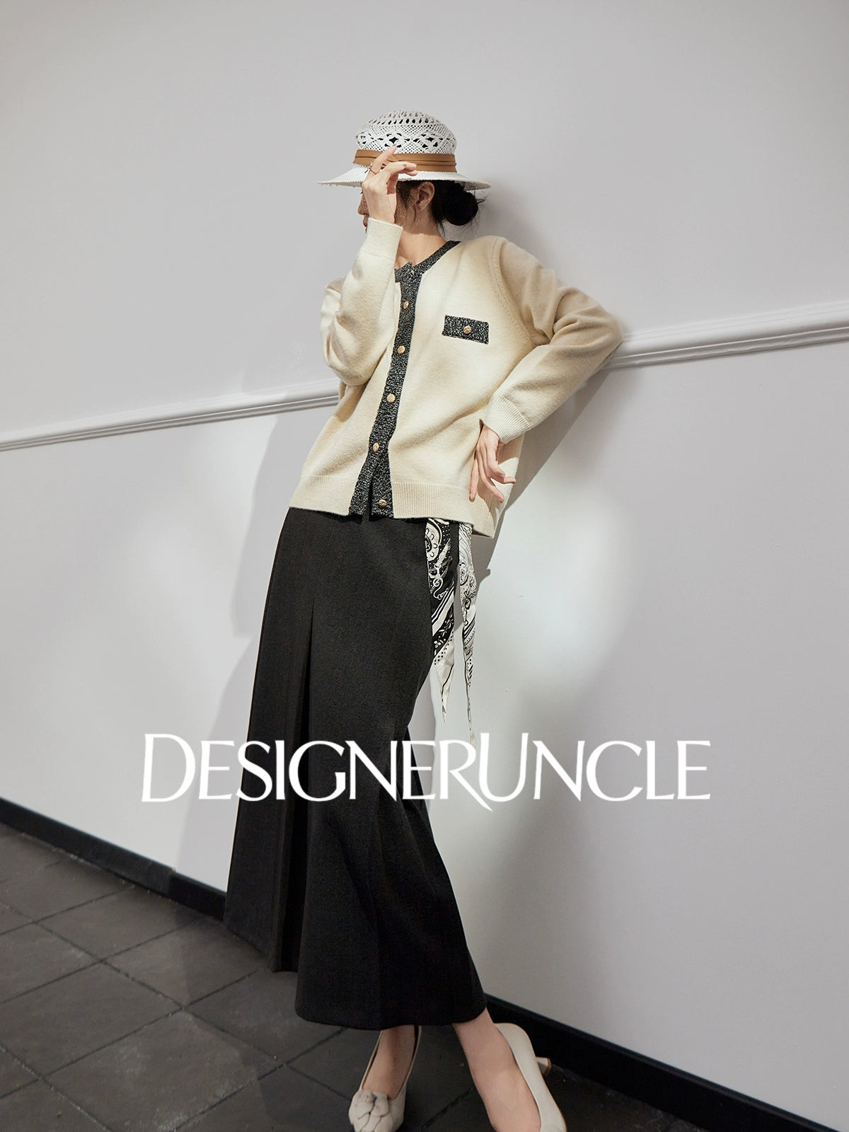 DGU "Muya" gray sweater cardigan new loose slimming high-end outer top - TARA.